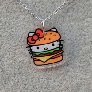2/$10 Hello Kitty Burger Pendant Necklace